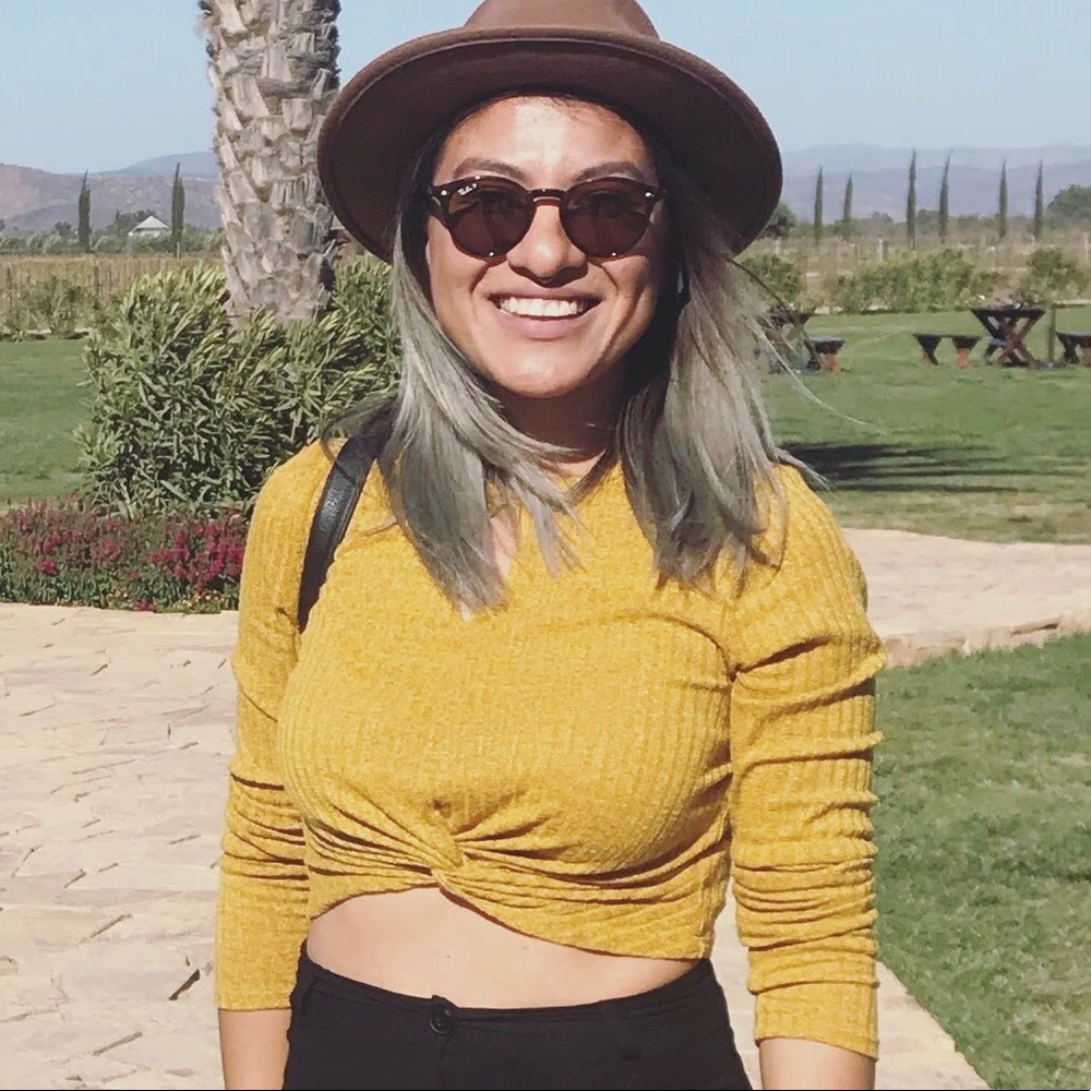 Mustard long sleeve crop top